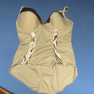 Cato Taupe Bodysuit with Elegant Satin Accents